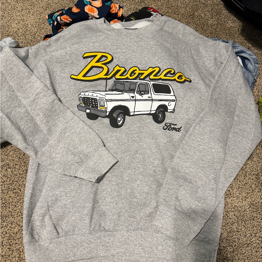 Ford Bronco Gray and Yellow Crewneck Sweater